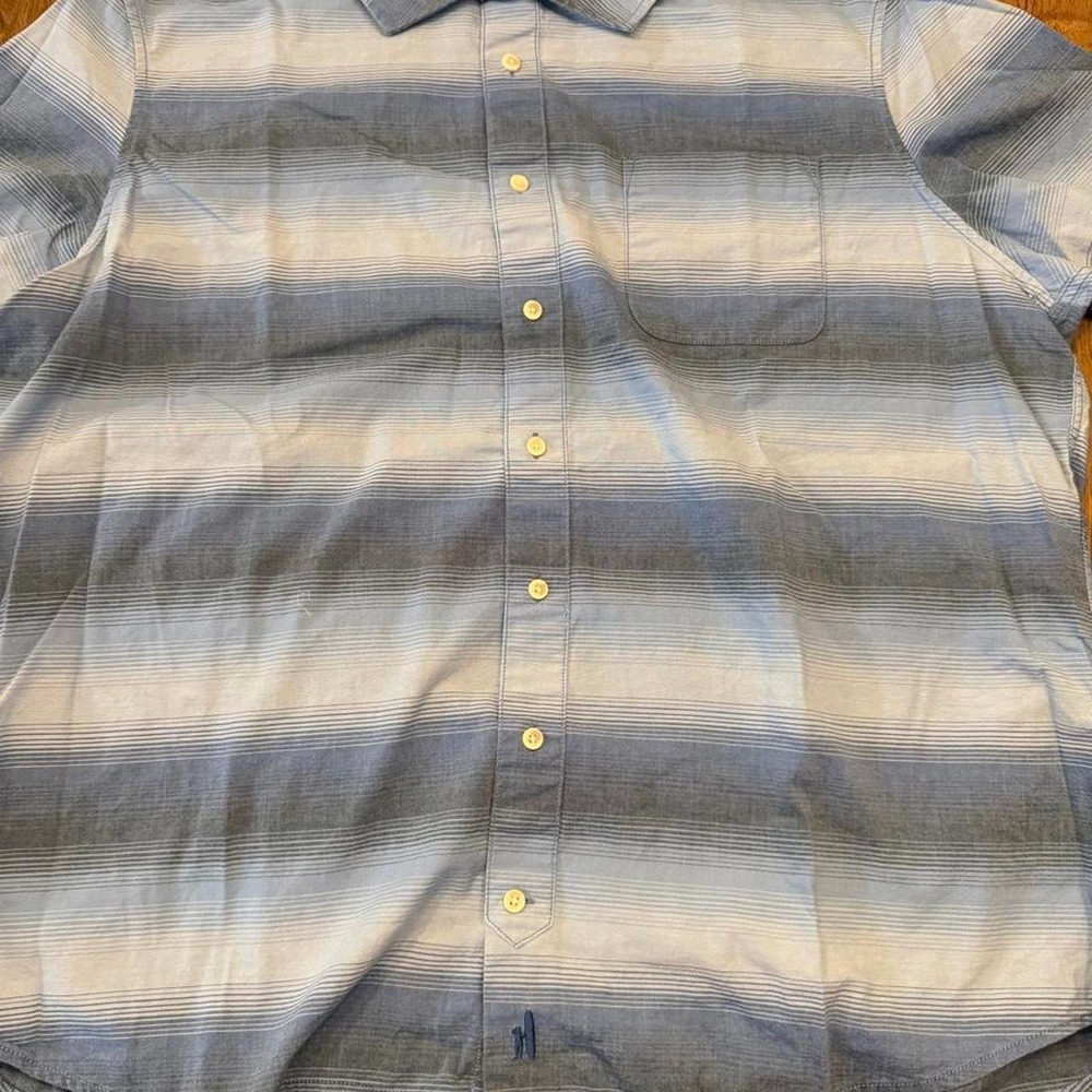 JOHNNIE-O Men's Button-Up Short-Sleeve Blue Striped Shirt XXL Hangin Out